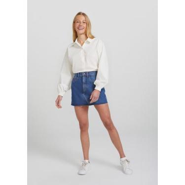 Imagem de Saia Jeans Reta Cintura Alta - Hering, 034, Azul