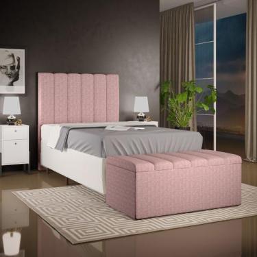 Imagem de Kit Cabeceira Cama Box Solteiro 100cm e Calçadeira Recamier Baú Dália 