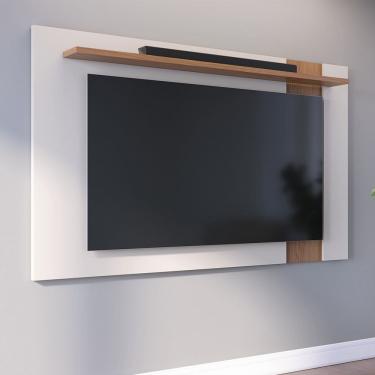 Imagem de Painel para TV até 70 Polegadas Extensivo Leme Sala de Estar Off White Matte Freijó Col...