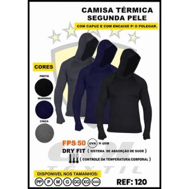 Imagem de Camiseta Fluity Manga Comprida Capuz Proteção Uv com Protetor dedo Azu