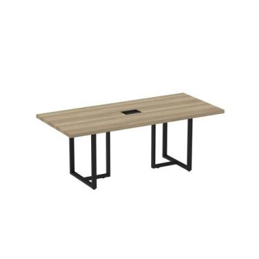 Imagem de Mesa de Reunião Retangular com Power Box 200x90cm MRPB2000PE40 Marrom/