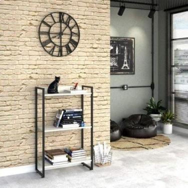 Imagem de Estante para Livro Industrial 3 Prateleiras 104CMX60CM Branco/Snow - C