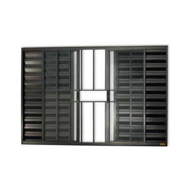 Imagem de Veneziana Confort 6 Folhas com Grade Vidro Liso 100cm x 200cm Brimak P