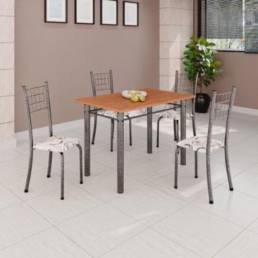 Imagem de Conjunto de Mesa Tubular 100x60cm Tampo em MDF e 4 Cadeiras Dany Prata
