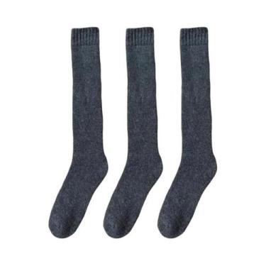 Imagem de Meias Masculinas De Inverno, Grossas E Quentes, De Lã Merino, Até O Jo