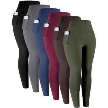 Imagem de Leggings LZYVOO 6 Unidades Cintura Alta com Bolsos 3XL