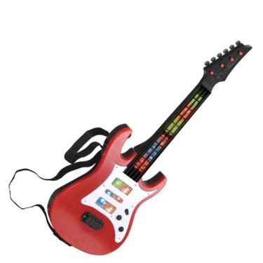 Imagem de Guitarra Musical, Braskit, Brinquedo 52cm Com Luz e Som, Crianças +4 A