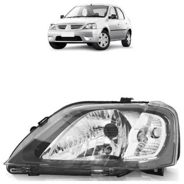 Imagem de Farol Dianteiro Logan 2007 2008 2009 2010 Máscara Cinza - Automotive I