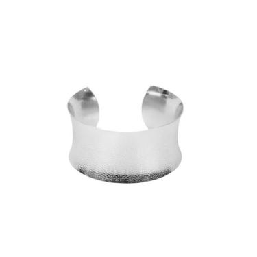 Imagem de Bracelete Largo Curvo Trabalhado Banhado a Ródio Branco - 3,2 cm - 30 