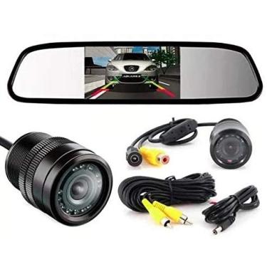 Imagem de Kit Espelho Retrovisor Com Tela E Câmera De Ré Com 10 Led