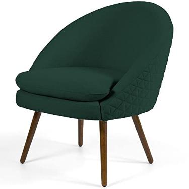 Imagem de Poltrona Decorativa Fixa Pés Palito Rafa D02 Tressê Linho Verde Musgo C-117 - Lyam Decor