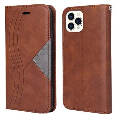 Imagem de GSYH Capa carteira para iPhone 13/13 Pro/13 Pro Max, capa flip protetora de couro legítimo compartimentos para cartões TPU Shell Kickstand Proteção de câmera Capa magnética Folio Capa, Marrom, 13pro 15,1 cm