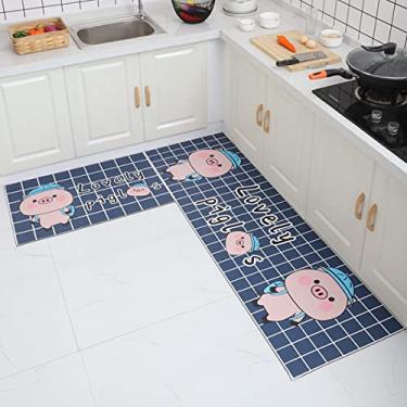 Imagem de Tapete de cozinha Tapetes de conforto 2 peças de couro à prova d'água à prova de óleo conjunto de tapetes antiderrapantes tapete acolchoado antifadiga 16x24 polegadas + 16x47 polegadas