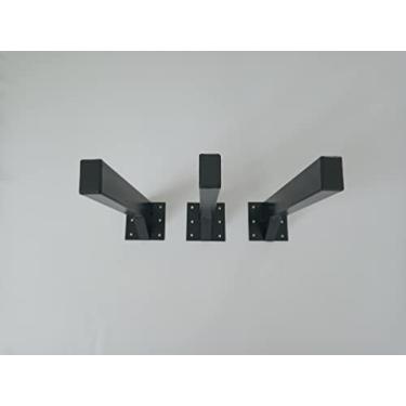 Imagem de Suporte Mão Francesa Reforçado 40 Cm para Bancada, Balcão e Pia com 3 Peças na Cor Preta