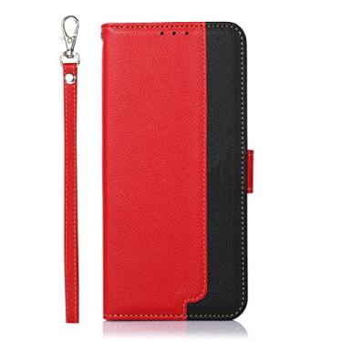Imagem de zhouye Capa carteira para iPhone 14/14 Pro/14 Plus/14 Pro Max, capa com porta-cartão, suporte magnético fólio alça de pulso de couro macio à prova de choque TPU capa interna, vermelha, 14 Plus 6,7 polegadas