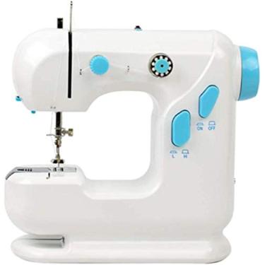 Imagem de Mini máquina de costura elétrica manual doméstica máquina de costura portátil para mesa doméstica (presente 37 presentes + tesoura grande + mesa de expansão + agulha anti-salto) atualizado