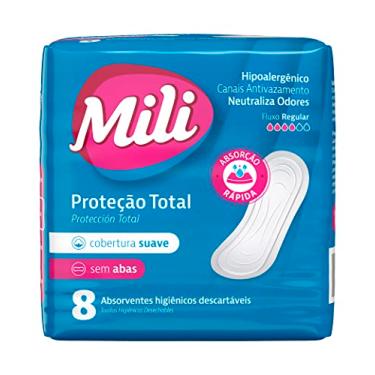 Imagem de Mili Absorvente Externo Sem Abas Cobertura Suave, Fluxo Regular, 8 Unidades