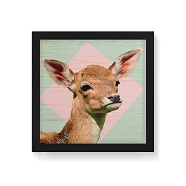Imagem de Arte Maníacos Quadro Decorativo em Madeira Cervo Filhote - 30x30cm (Moldura caixa em laca preta)