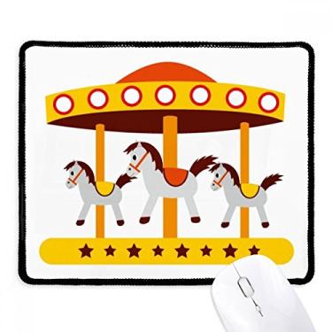 Imagem de Mousepad de ilustração de carrossel colorida de parque de diversões, tapete de borracha para jogos