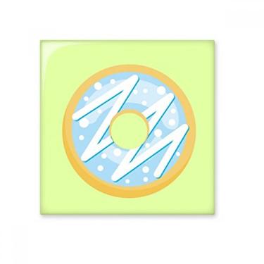 Imagem de Azulejo de cerâmica azul rosquinha sobremesa doce brilhante decalque pedra adornada tijolo vitrificado