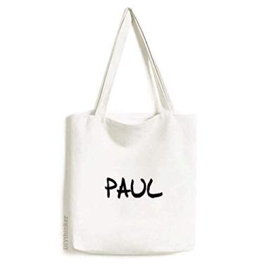 Imagem de Bolsa de lona com escrita especial e nome inglês PAUL bolsa de compras bolsa casual