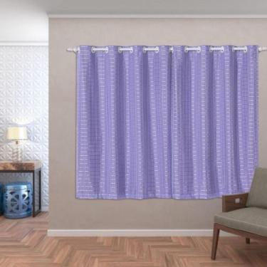 Imagem de Cortina Blackout Pvc C/ Tecido Voil Xadrez 2,80 X 1,60 Lilás - Eddi Ca