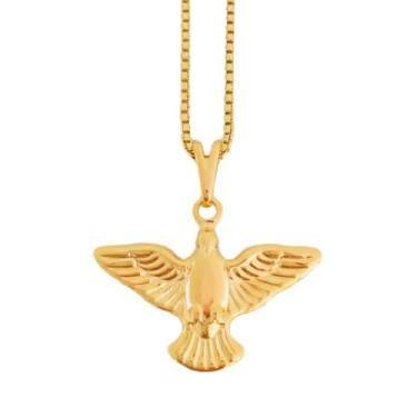 Imagem de Colar Cordão Corrente Correntinha Gargantilha Feminina Pingente Divino Espírito Santo Fé Banhado a Ouro 18k