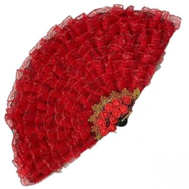 Imagem de META ATACADO, Leque Aberto Cigano Artesanal Umbanda Candomblé Cor:Cigana Pomba Gira Vermelha