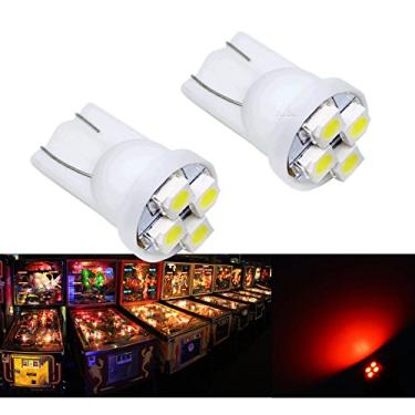 Imagem de PA Lâmpada LED 10 pçs #555 T10 4SMD LED Pinball máquina vermelha - 6,3V