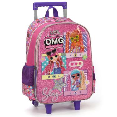 Imagem de Mochila Rodinhas Sem Alça Luxcel Lol OMG Pink