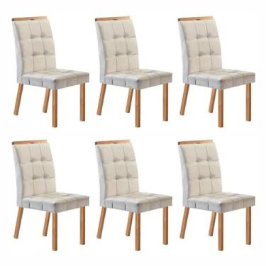Imagem de Conjunto com 6 Cadeiras Madeira Maciça e Estofada 99,5x45,5x74,5cm Sophia Champagne