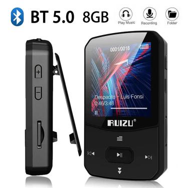 Imagem de RUIZU-X52 Sports Bluetooth MP3 Player  Backclip Portátil  Mini Music Walkman  Suporte FM  Gravador