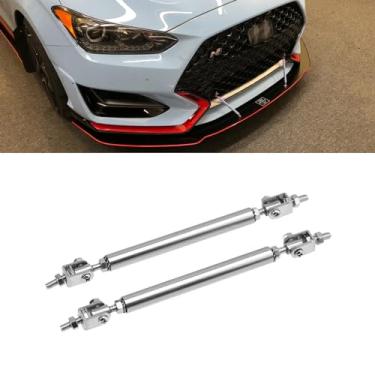 Imagem de x xotic tech 2 peças ajustáveis de 20 a 28 cm para para-choque dianteiro divisor de lábios, difusor, barras de amarração, divisores de suporte compatíveis com a maioria dos veículos [prata]