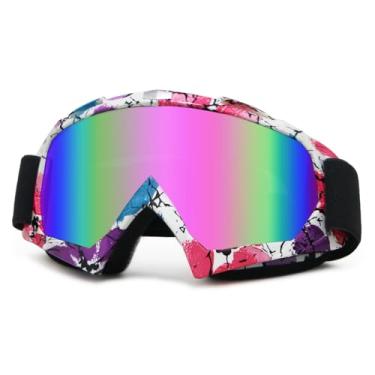 Imagem de Óculos de motocicleta, óculos de motocross, quadriciclo, quatro rodas, UV 400 Offroad Mx Racing Helmet Goggles para homens, mulheres, adultos, jovens, crianças (armação rosa + lente rosa colorida)