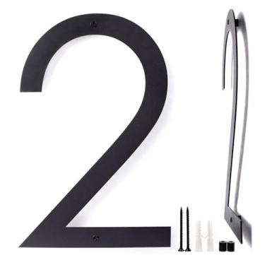 Imagem de SKLK-SEL Números de casa de 30,5 cm para fora de casa moderna números de endereço metal flutuante placa de endereço residencial para uso externo de 0-9, preto (2)