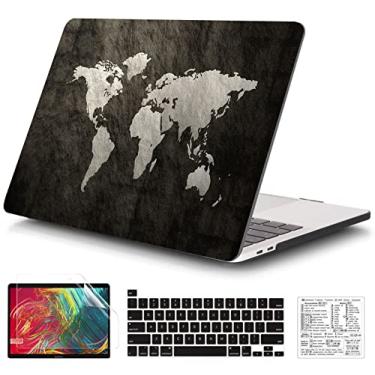 Imagem de QCzyc Compatível com MacBook Pro 13 polegadas 2022, 2021, 2020-2016 versão A2338 M1 A2289 A2251 A2159 A1989 capa rígida de plástico e película de teclado e adesivo de teclado Mac OS (mapa)