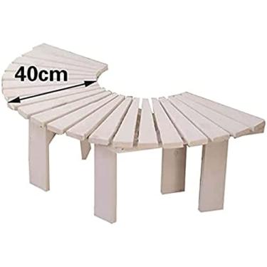 Imagem de Banco de árvore redondo de madeira maciça para jardim ao ar livre Banco em forma de leque, banco de árvore de jardim circular de madeira anticorrosiva ao redor de cadeiras de árvore, Ben de