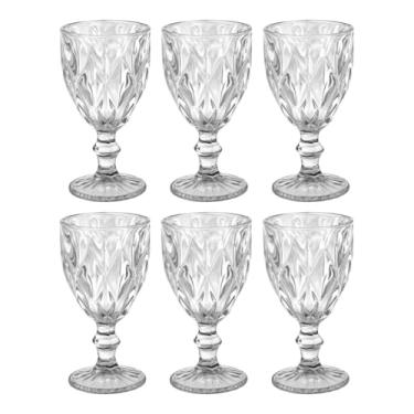 Imagem de Jogo de Taças de Vidro Diamond 340ml para Água, Suco e Vinho para Mesa Posta - 6 Unidades Cor: Transparente