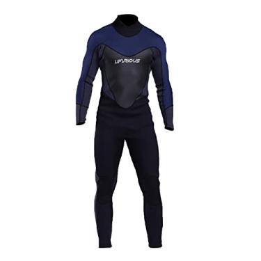 Imagem de Roupa de mergulho masculina de neoprene de 3 mm | Mantenha o calor de manga comprida para surfe, natação e snorkeling | Body de água fria adulto - GG