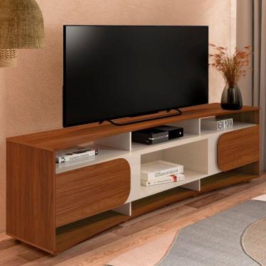 Imagem de Rack Tv 85 Com 7 Nichos 2 Portas 2 Prateleiras Elegance Cedro / Off White