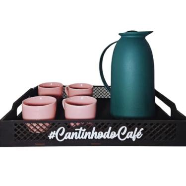 Imagem de Bandeja de Madeira MDF Preta 40x30 para Cantinho do Café, Elegância e Design Moderno para sua Casa Ideal para Servir e Decorar todos os Ambientes