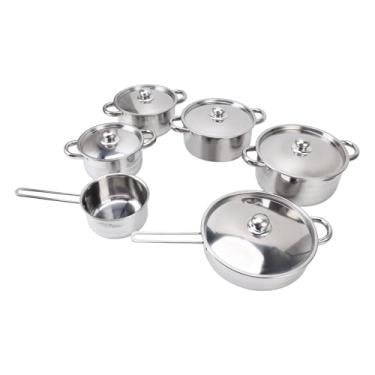 Imagem de Conjunto de Panelas de Aço Inoxidável, 7 Peças, Orelha Dupla, Panela de Sopa, Alça única, Frigideira de Leite Com Tampas para Cozinha