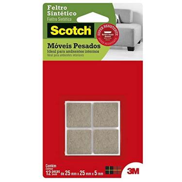 Imagem de 3M, Feltro Sintético Adesivo para Móveis Pesados Scotch, Quadrado, Marrom, Grande, 12 Unidades