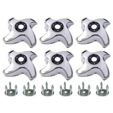 Imagem de 6 Calota 4 Pontas Aro 16 17,5 Metal Caminhao Rodoar + Suporte - TOP-AR