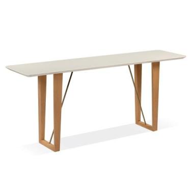 Imagem de Aparador Roma 180 cm Tampo de Madeira Vidro Colado Off White Base Made