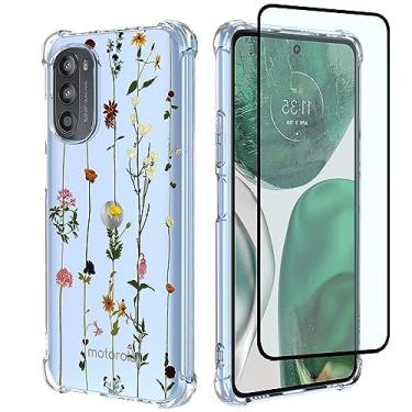 Imagem de GTBDEKI Capa de celular para Moto G72, capa para Motorola G72 com protetor de tela, capa transparente com padrões de jardim de flores capa protetora para celular Motorola Moto G72 Floral Garden