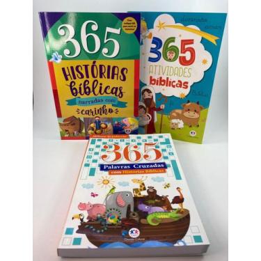 Imagem de Kit Com 3 Livros Bíblicos,365 Atividades ,365 Historias e 365 Palavras