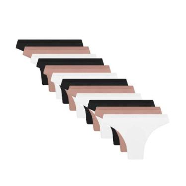 Imagem de Kit 12 Calcinhas Trifil C04404/4404 - Branco/Preto/Chocolate, P, Sorti