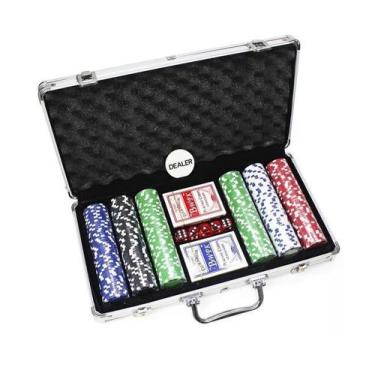 Imagem de Maleta Poker 300 Fichas Kit Completo 2 Baralhos 5 Dados - Imporiente