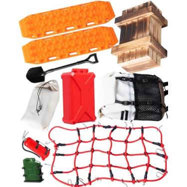 Imagem de BRCatWPark RC Crawler Car Decoration Upgrades Part for 1/10 Trx4 Trx6 Axial SCX10 Redcat GEN 7 8 Rc4wd,10PCS Decoration Luggage Net/Package/Luggage/Fuel Tank/Shovel/Sand Ladder(Orange)